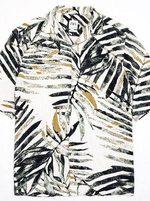 Zara men's short sleeve shirt palm leaf print like new, size S-M