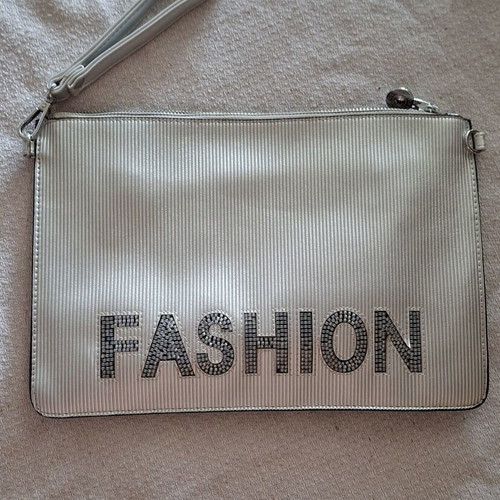 Silver Envelope Bag with Shoulder Strap new