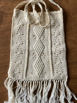 Χειροποίητο πλεκτό τσαντάκι χιαστί μεταχειρισμένο, άσπρο