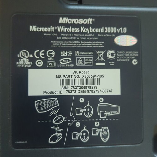 Microsoft Wireless Keyboard 3000 v1.0 σε σαν καινούργιο κατάσταση χωρίς USB δέκτη