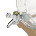 Glass barrel container with tap and wooden stand 3L