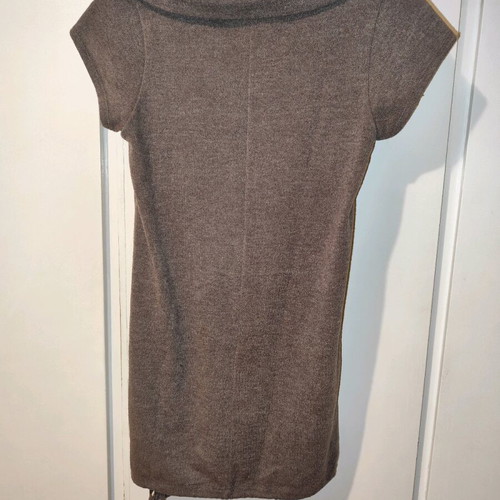 Brown short-sleeve blouse dress Large like new