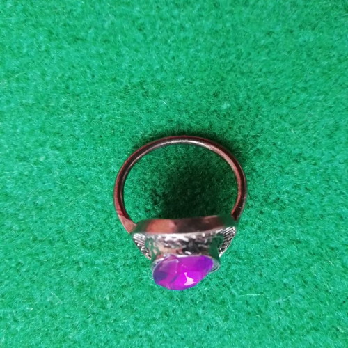 Bronze boho style solitaire ring new with purple semi-precious stone