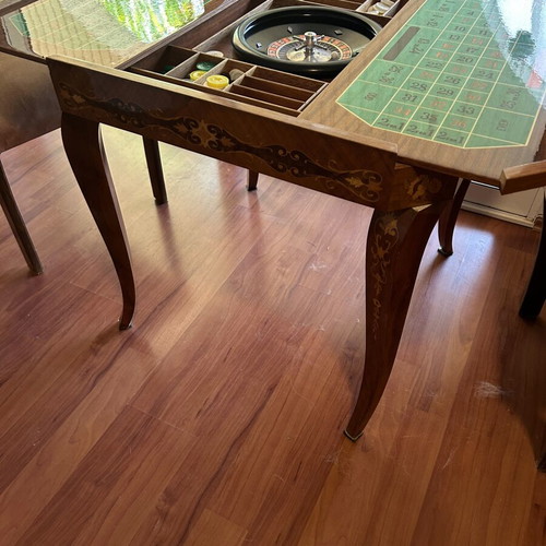 Handmade vintage marquetry coffee table