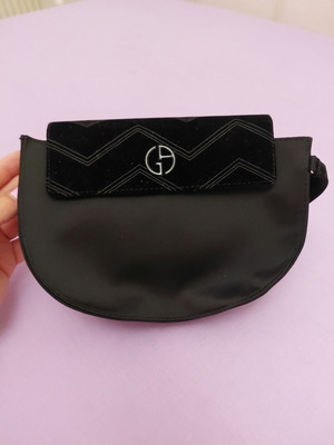 Giorgio Armani evening bag or cosmetic pouch black velvet texture new