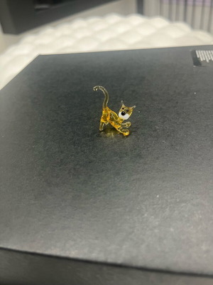 Glass dog miniature decoration like new, handmade with details