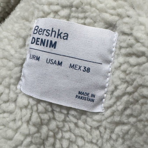 Bershka Black Denim Jacket with Teddy Lining Used
