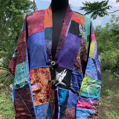 Vintage patchwork poncho new, handmade 90s bohemian style
