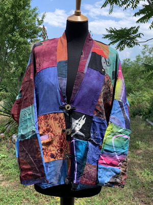 Vintage patchwork poncho new, handmade 90s bohemian style