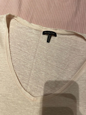T shirt Massimo Dutti βαμβακερό, απαλό ροζ κουφετί
