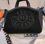 Karl Lagerfeld χιαστί τσάντα καινούργια, δέρμα και μάλλινη, μαύρη 32x25 εκ