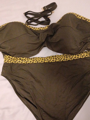 Women's strapless swimsuit D50, new, green and yellow