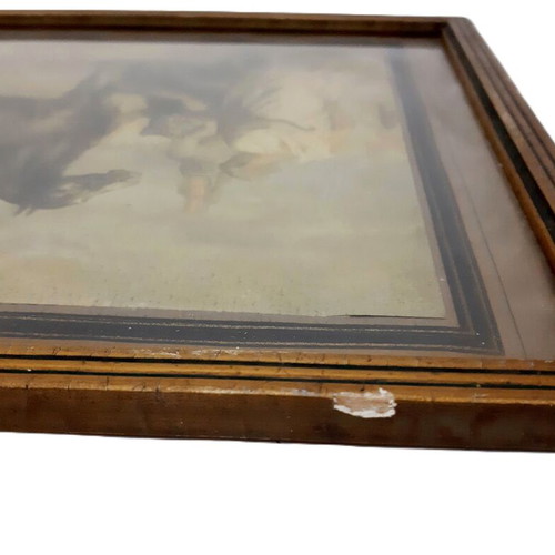 An Arab Presenting a Mare vintage reproduction print used, framed under glass