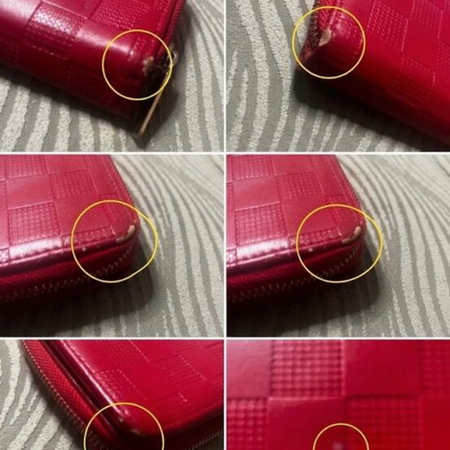 Doca red large wallet used with multiple card slots and zipper compartment