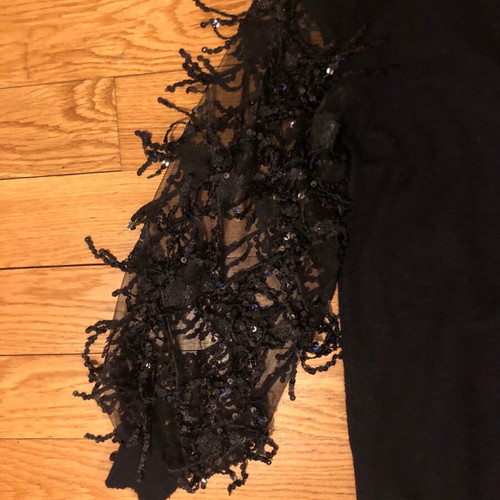 Black evening sweater Jovonna one size like new with transparent sequin sleeves