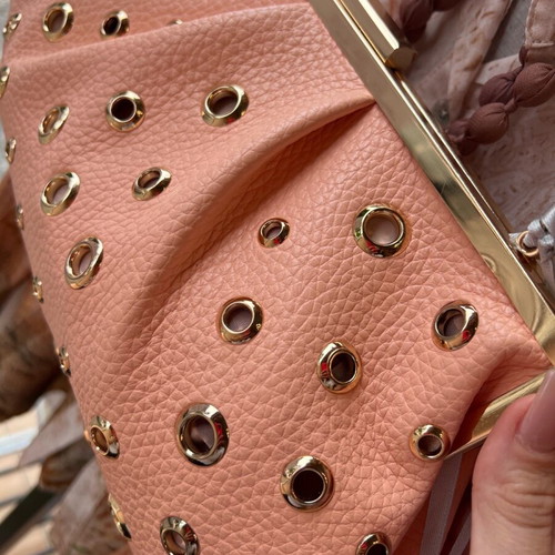 Handbag salmon color new with studs 44x25cm