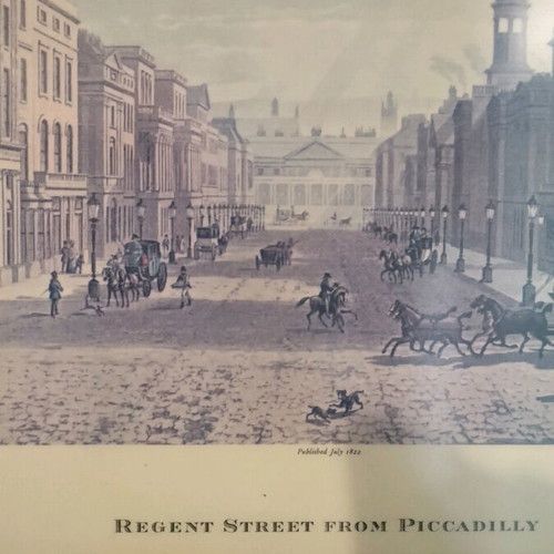 Lithography painting old London Pikkadilly like new, 46x32