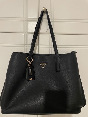 Guess shoulder bag, black, spacious for office and university
