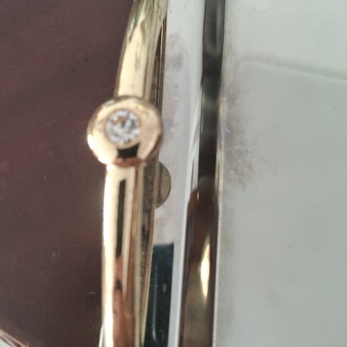 Vintage stainless steel serving tray Inox 18/10 with gold rose decoration
