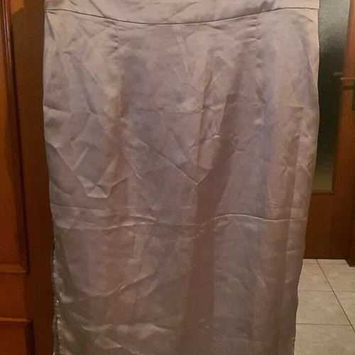 Satin midi skirt Zara new, silver-grey, size L