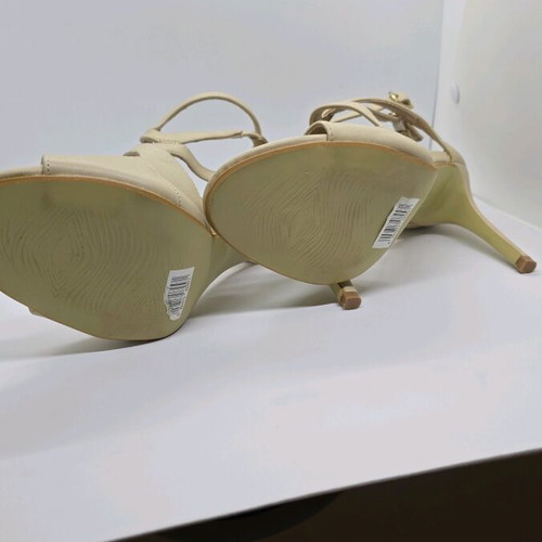 Camille beige sandals like new with double buckle, 10.5cm heels