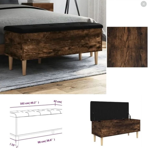 Wooden storage bench new brown 102×42×46 cm
