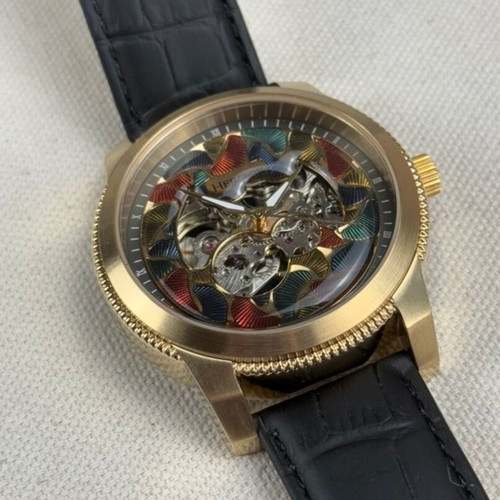 Heritor Automatic watch Emmanuel HERHS3703 new, black leather strap
