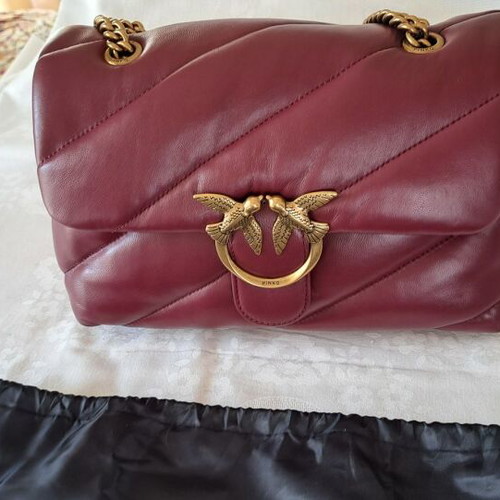 Pinko shoulder bag new, bordeaux, soft leather