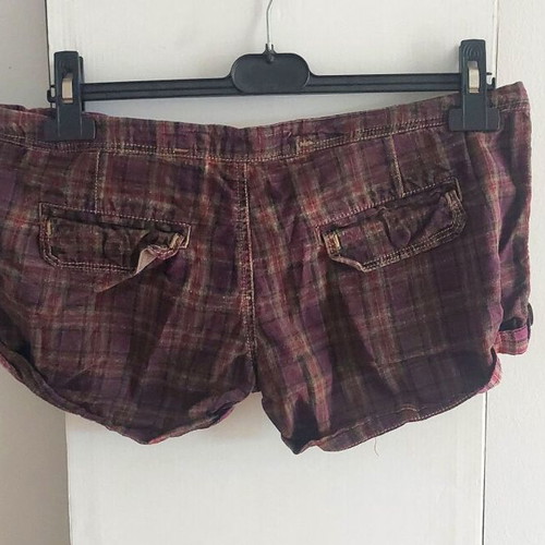 Eva by Moritz short plaid shorts, size Large, brown and red
