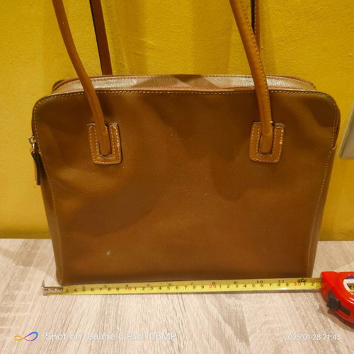 Melanie women's handbag used, brown, leatherette 33x24 cm