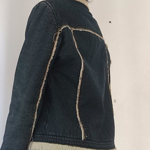 Ysatis jean jacket like new, blue, size S/M with wool lining