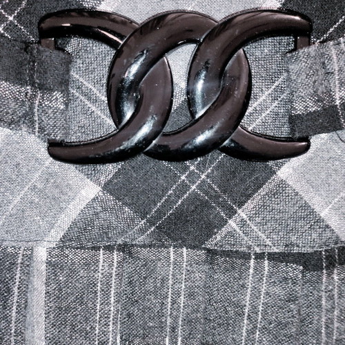 Vintage Mini Pleated Plaid Skirt like new, black and grey