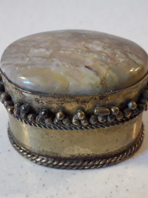 Handmade brass box with semi-precious stone new