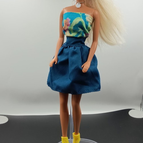 Doll clothes set like new, fashion outfit with skirt, blouse, shoes