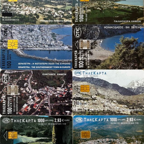 Phone cards like new with Crete theme, pack of 12