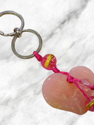 Handmade heart keychain pink new