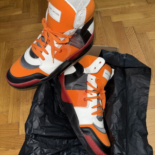 Marc Jacobs Hightop Sneakers used, size 45, white and orange