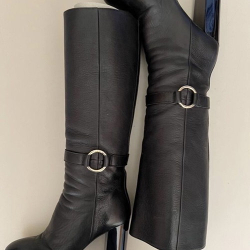Hogan boots used black leather high heel size 38