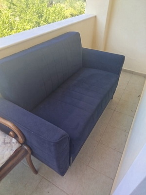 Two-seater sofa velvet fabric blue black
