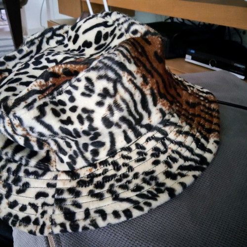 Winter hat women's used, synthetic fur leopard print