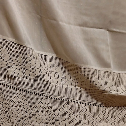 Curtain white cream with handmade lace like new