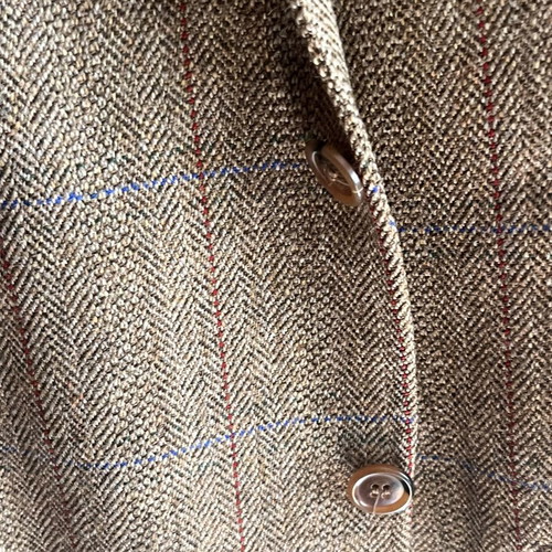 Men's checked jacket, beige and brown, size L