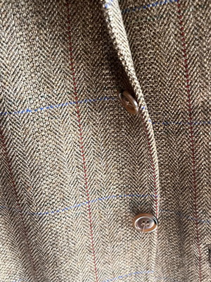 Men's checked jacket, beige and brown, size L
