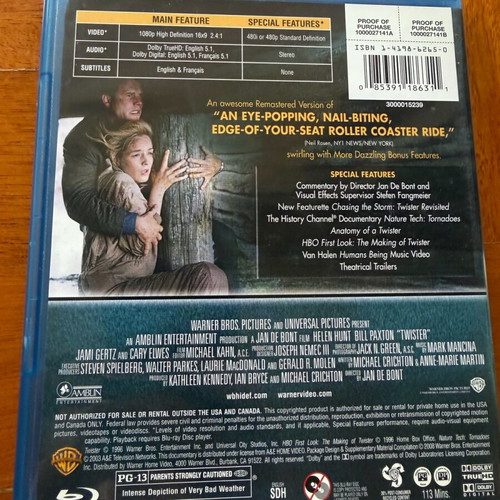Twister Blu-ray like new with English subtitles