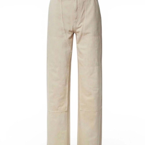 Helmut Lang Carpenter High-Rise Straight-Leg Jeans Beige New