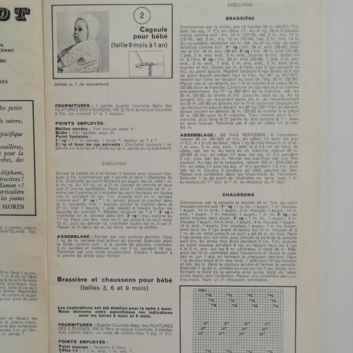 Tout le tricot magazine used, baby knitting patterns, French, 1970