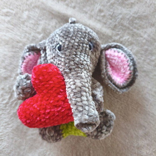 Crochet Elephant Amigurumi New Handmade Toy with Heart