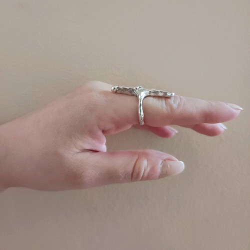 Silver 925 cross-shaped ring new
