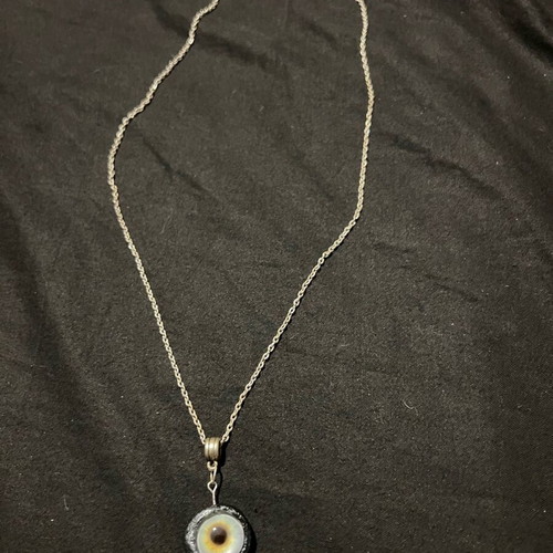 Silver handmade necklace with blue eye new