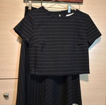 Pull & Bear summer skirt and crop top set, like new, dark blue striped